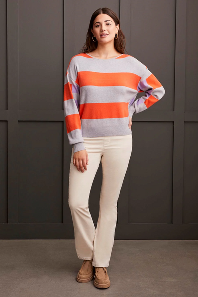 Long Sleeve Boat Neck Sweater [Hot Coral-1948O]