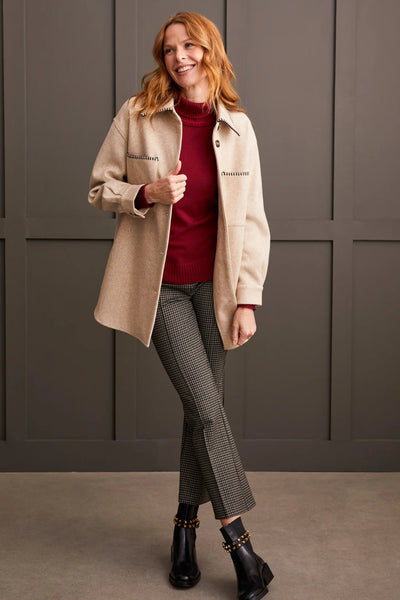 Long Sleeve Button Front Coat [H Tan-1864O]