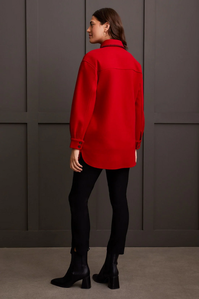 Long Sleeve Button Front Coat [Scarlet-1864O]