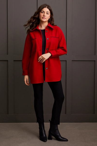 Long Sleeve Button Front Coat [Scarlet-1864O]