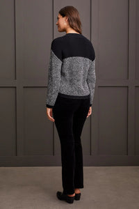 Long Sleeve Crew Neck Colorblock Sweater [Black-1901O]