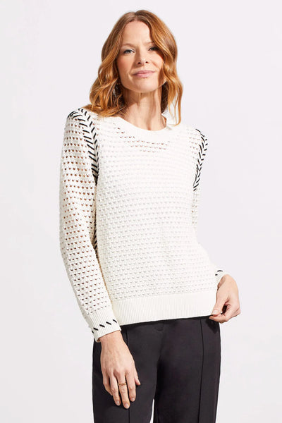 Long Sleeve Crew Neck Open Sweater [Cream-1846O]