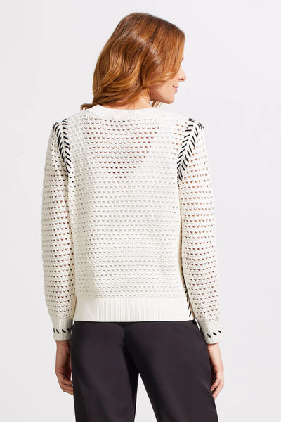 Long Sleeve Crew Neck Open Sweater [Cream-1846O]