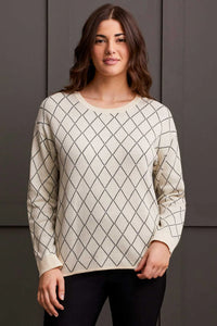 Long Sleeve Crew Neck Reversible Sweater [Moonstone-1597O]