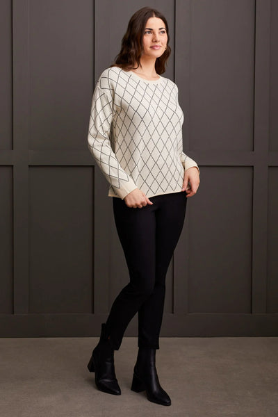 Long Sleeve Crew Neck Reversible Sweater [Moonstone-1597O]