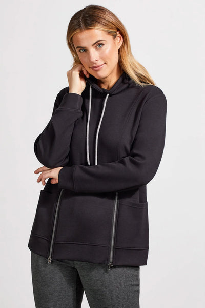 Long Sleeve Funnel Neck With Pockets [Black-1875O]