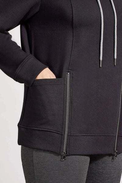 Long Sleeve Funnel Neck With Pockets [Black-1875O]