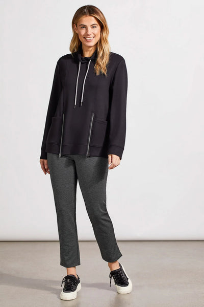 Long Sleeve Funnel Neck With Pockets [Black-1875O]