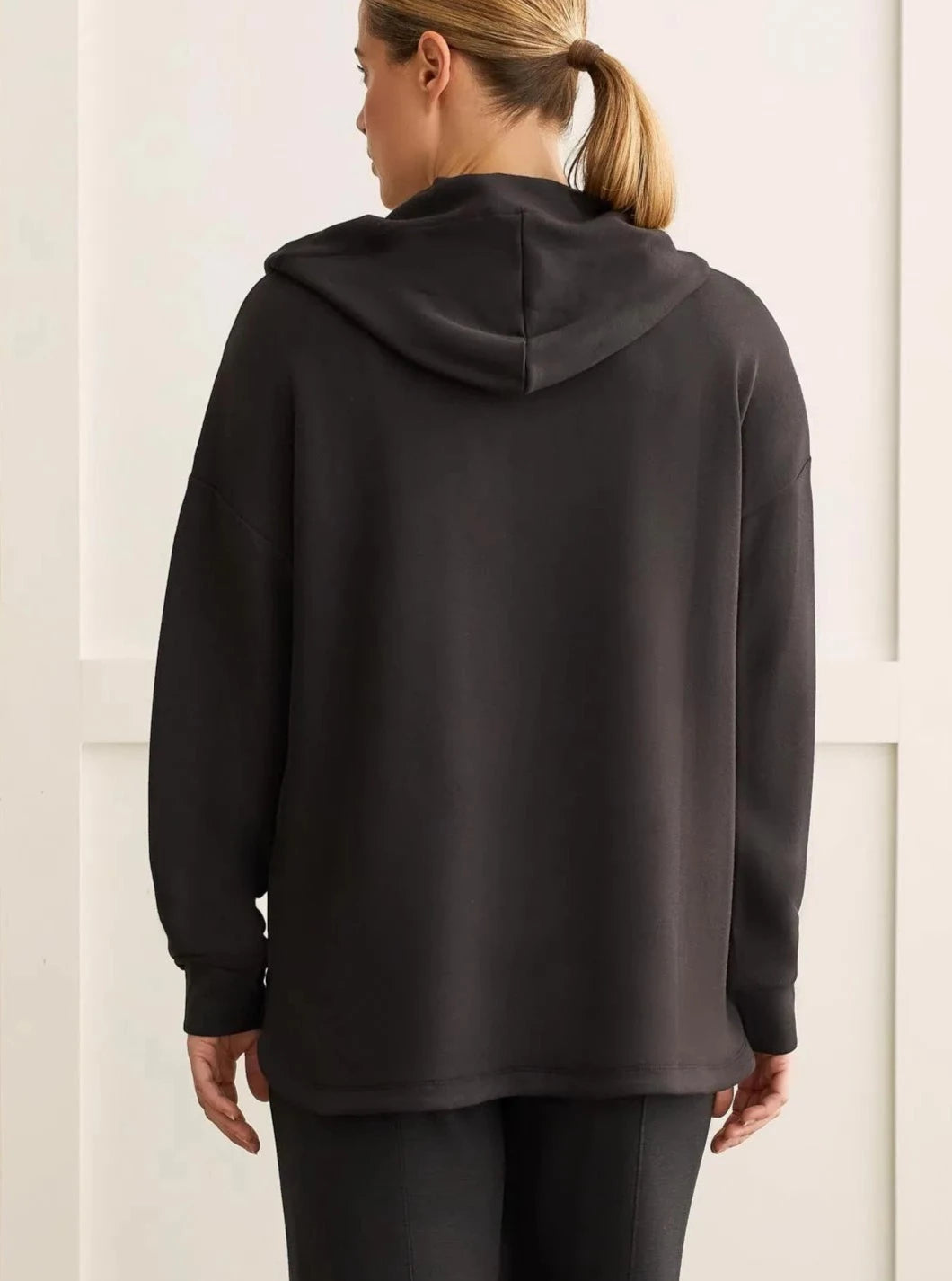 Long Sleeve Hooded Dolman Tunic [Black-1446O]