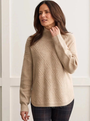 Long Sleeve Mock Neck Sweater [Oatmeal-1528O]
