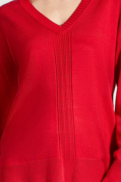 Long Sleeve Mock Neck Sweater [Scarlet-1924O]