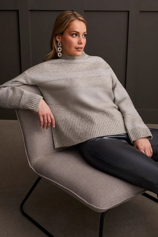 Long Sleeve mock Neck Sweater [Grey Mix-1995O]