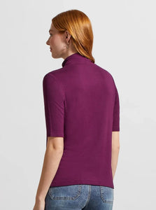 Mock Neck Elbow Sleeve Top [Black Orchid-7943O]