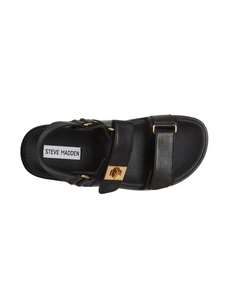 Mona Steve Madden Leather Sandal [Black-Mona04S1]