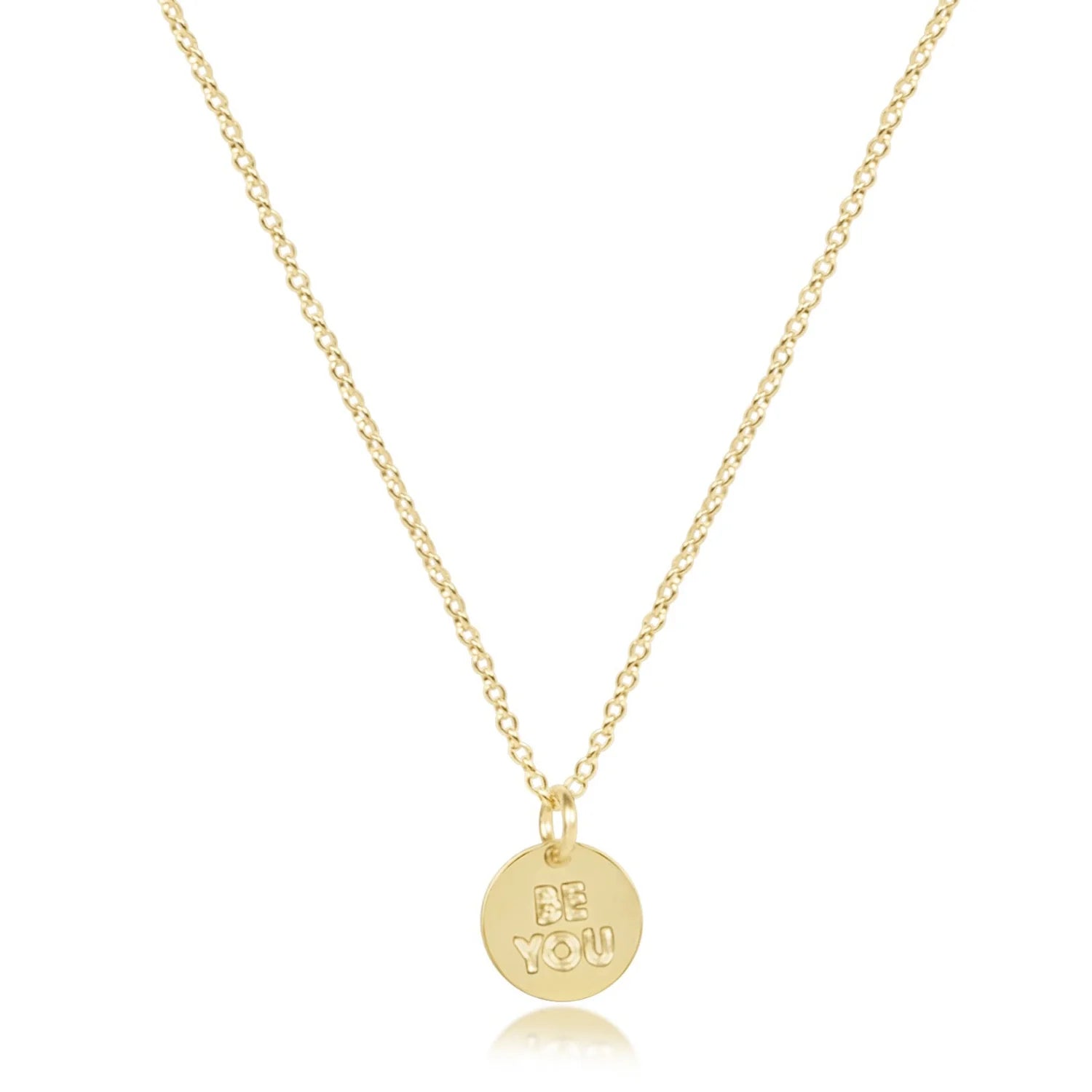 16" Necklace Gold Be You Small Gold Word Disc [N16gbeysmgwd]