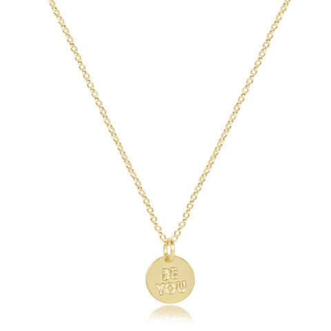 16" Necklace Gold Be You Small Gold Word Disc [N16gbeysmgwd]
