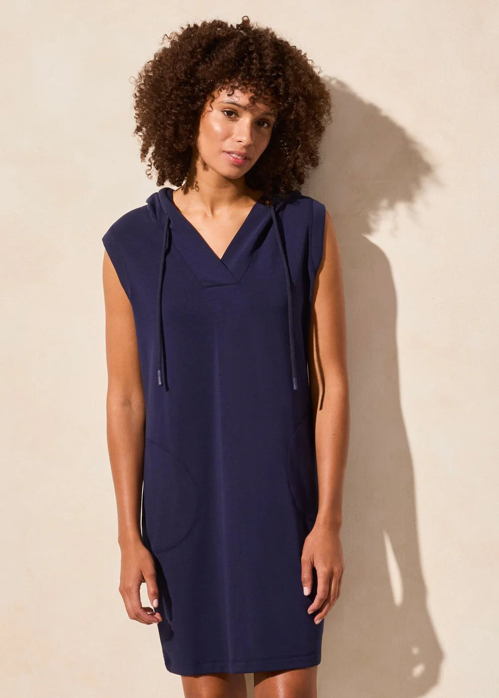 Sleeveless Hooded Dress [Jet Blue-2069O]