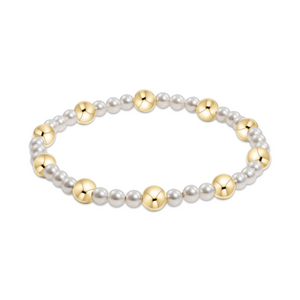 Pearl Serenity Pattern 4MM Bead Bracelet 6MM Gold [BPESIN4PG6]