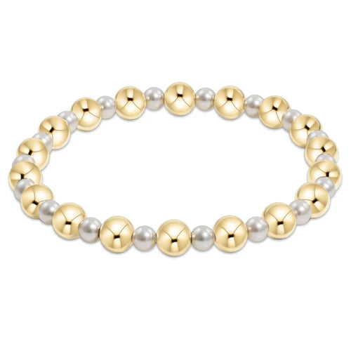 Pearl Grateful Pattern 4MM Bead Bracelet 6MM Gold [BPEGRA4PG6]