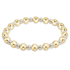 Pearl Grateful Pattern 4MM Bead Bracelet 6MM Gold [BPEGRA4PG6]