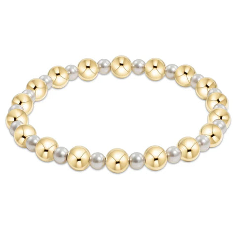 Pearl Grateful Pattern 4MM Bead Bracelet 6MM Gold [BPEGRA4PG6]