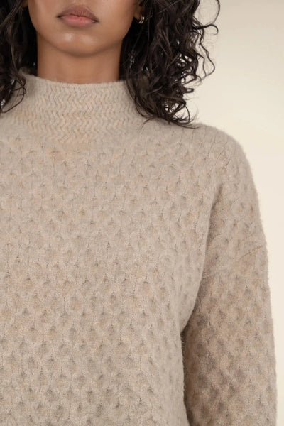 Pull On Long Sleeve High Neck Sweater [Oatmeal-KS23507]