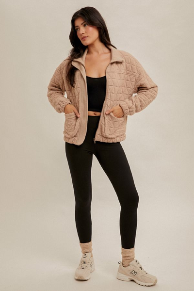 Quilted Bomber Jacket [Taupe-35850]