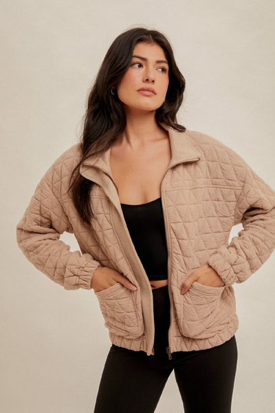 Quilted Bomber Jacket [Taupe-35850]