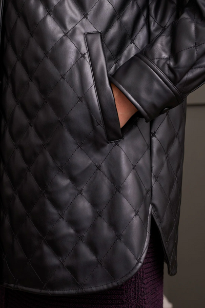 Quilted Snap Front Jacket [Black-5567O]