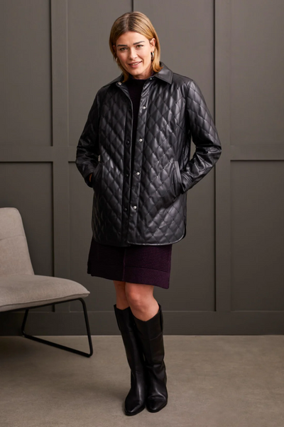 Quilted Snap Front Jacket [Black-5567O]