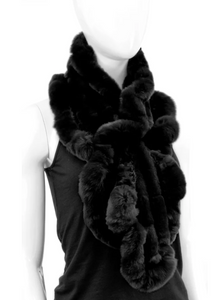 Rabbit Fur Ruffle Scarf [Black-SCEG05]