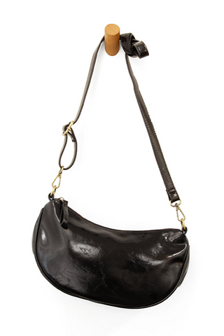 Rosalind Glossy Crossbody Bag [Black-L8246]