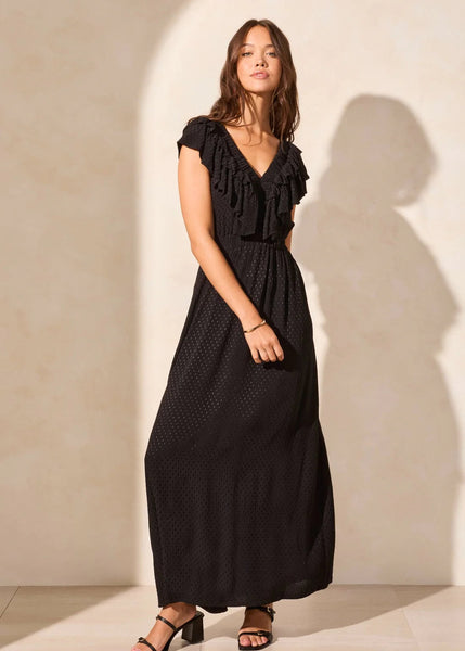 Maxi Dress W Frill [Black-917O]