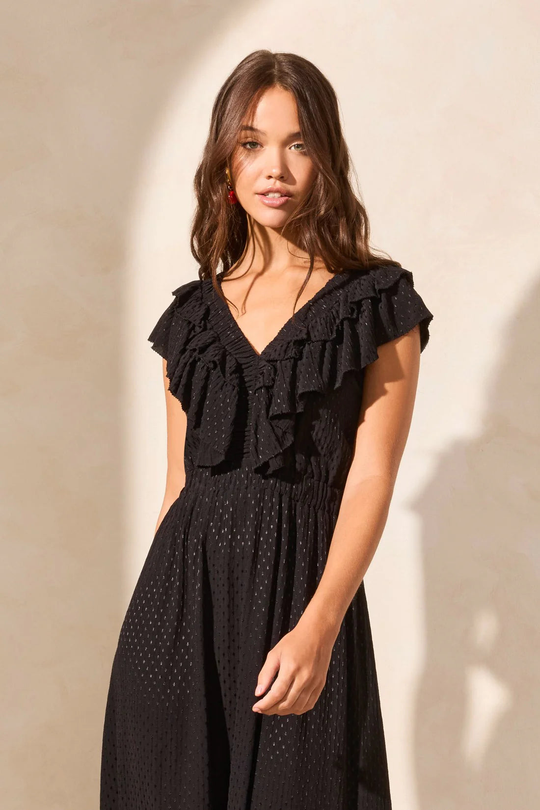Maxi Dress W Frill [Black-917O]