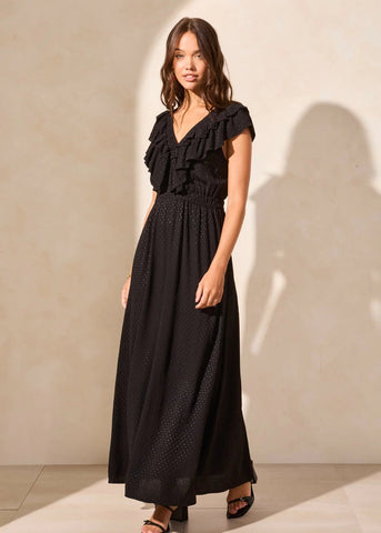 Maxi Dress W Frill [Black-917O]