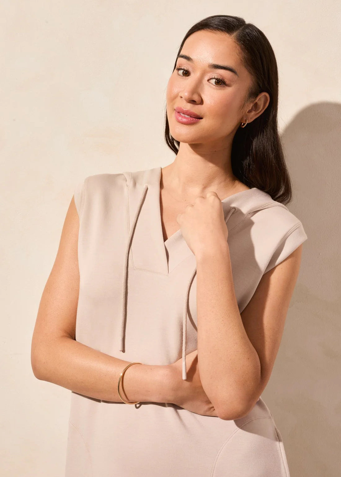 Sleeveless Hooded Dress [Sand Dune-2069O]