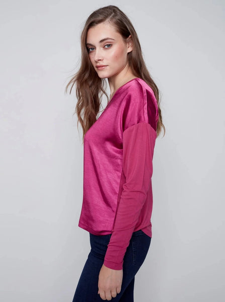 Satin Front Top Jersey Back [Amethyst-C1324]
