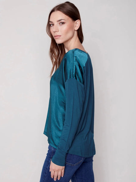 Satin Front Top Jersey Back [Emerald-C1324]