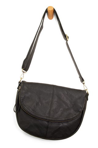 Selma Saddle Crossbody Bag [Black-L8214]