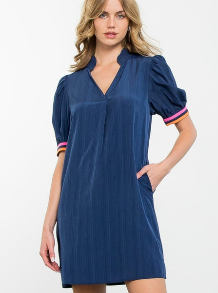 Short Sleeve Dress [Navy-WCT2358]