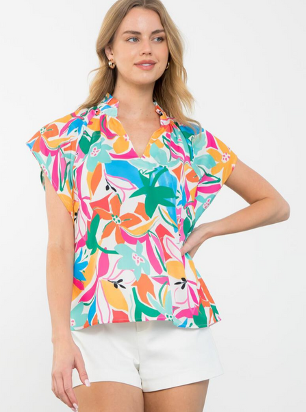 Short Sleeve Floral Top [WH-FTM2703-1]