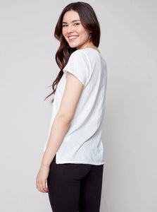 Short Sleeve Round Neck Cotton Slub T-Shirt [White-C1310PK]