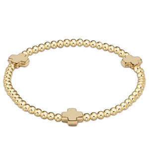 Signature Cross 3MM Bead Bracelet [Gold-BSCGP3GLD]