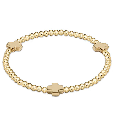 Signature Cross 3MM Bead Bracelet [Gold-BSCGP3GLD]