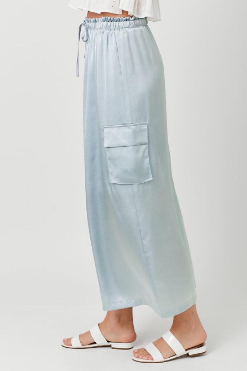 Satin Cargo Skirt [Powder Blue-60660]