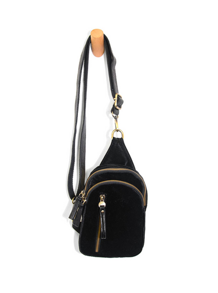 Skyler Velvet Sling Bag [Black-L8198]