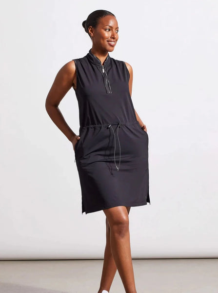 Sleeveless Mock Neck Dress [Black-1702O]