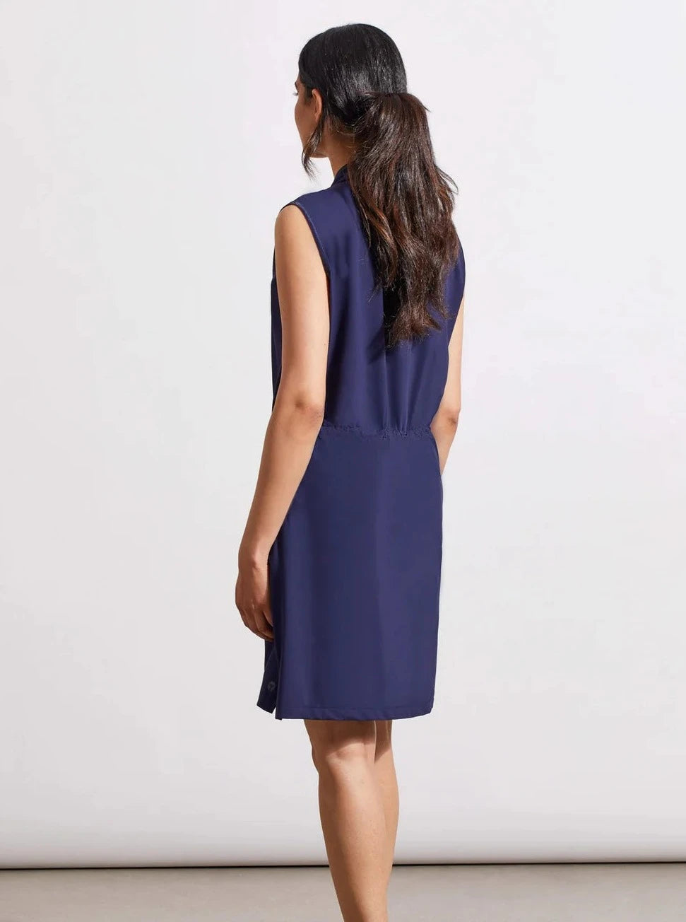 Sleeveless Mock Neck Dress [Deep Blue-1702O]