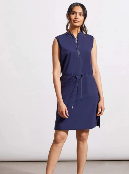 Sleeveless Mock Neck Dress [Deep Blue-1702O]