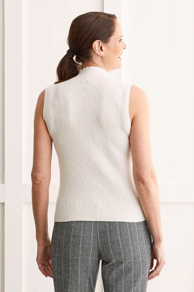 Sleeveless Mock Neck Top [Cream-1561O]